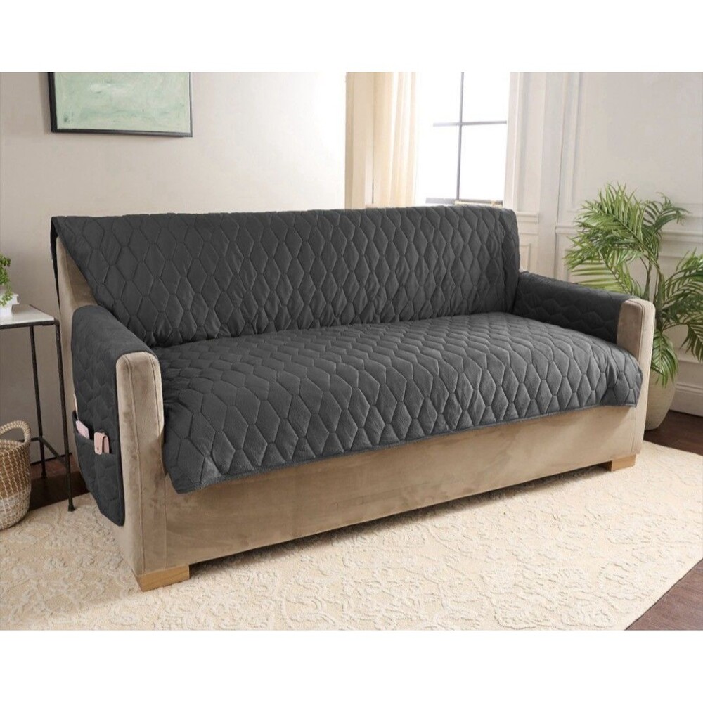 Home Reflections Micromink Pin-Sonic Sofa Cover Gray Color